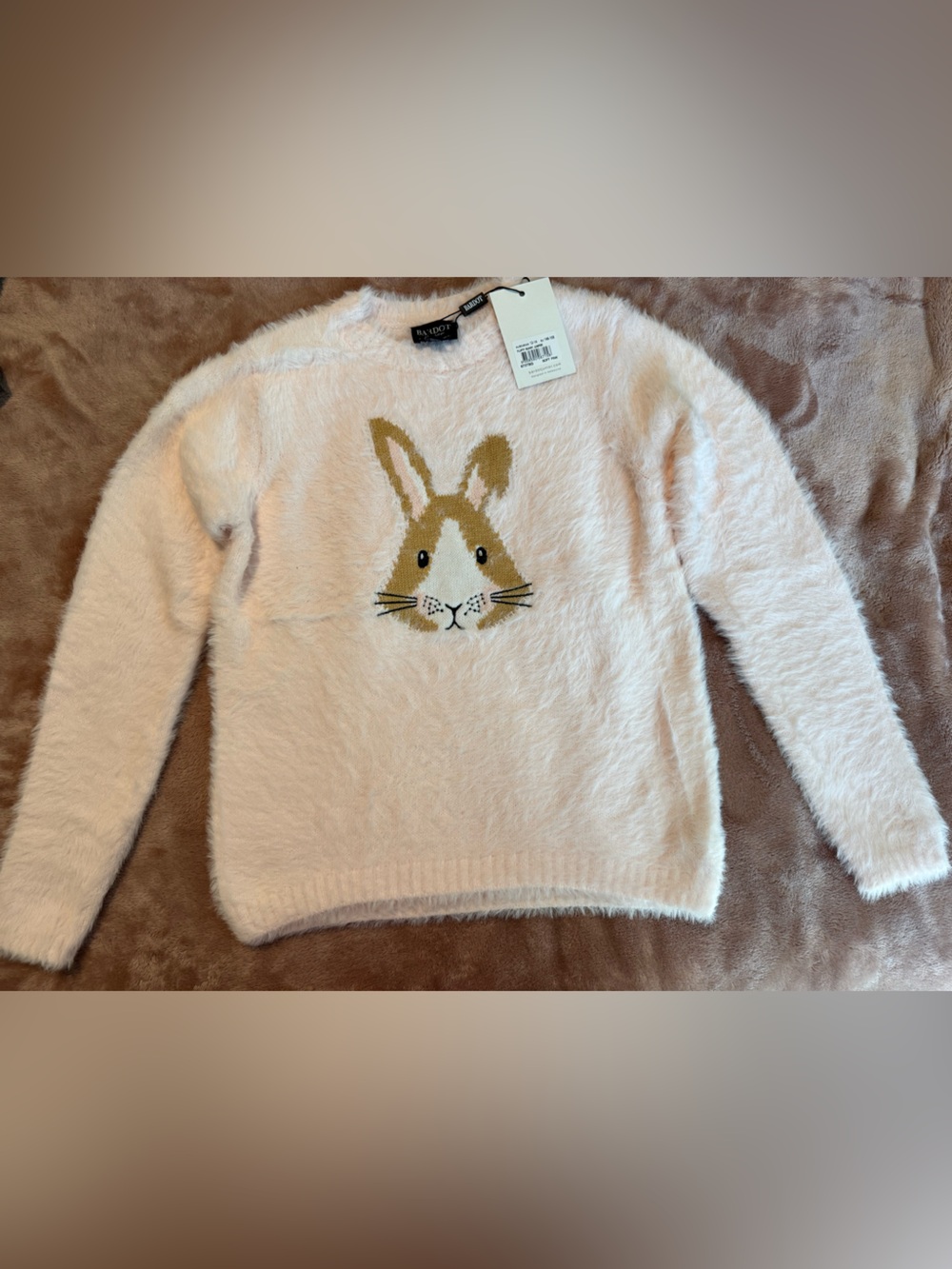 NWT Bardot Junior Fluffy Bunny Jumper Sweater, Light Pink, Girls Size 12-14